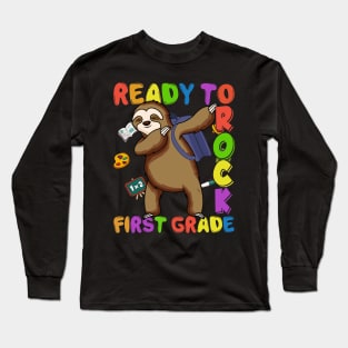 Dabbing 1st Grade Sloth Back To School Long Sleeve T-Shirt